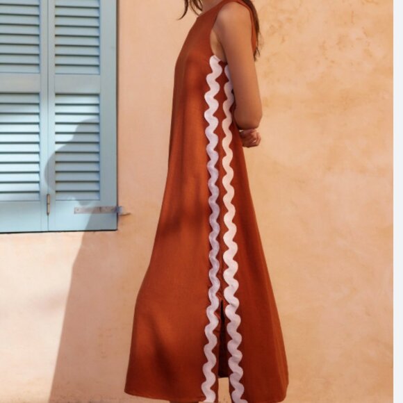 Mister Zimi Margot Dress In Copper Ric Rac - Picture 1 of 8